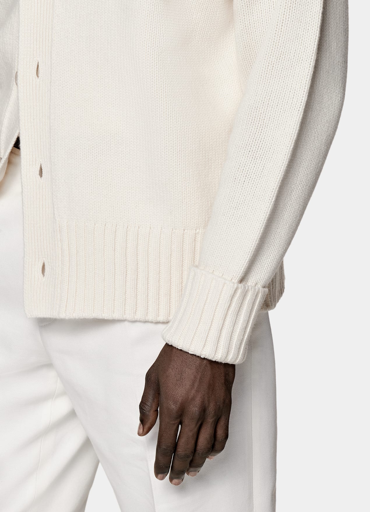 Cardigan oversize Merino blanc cassé