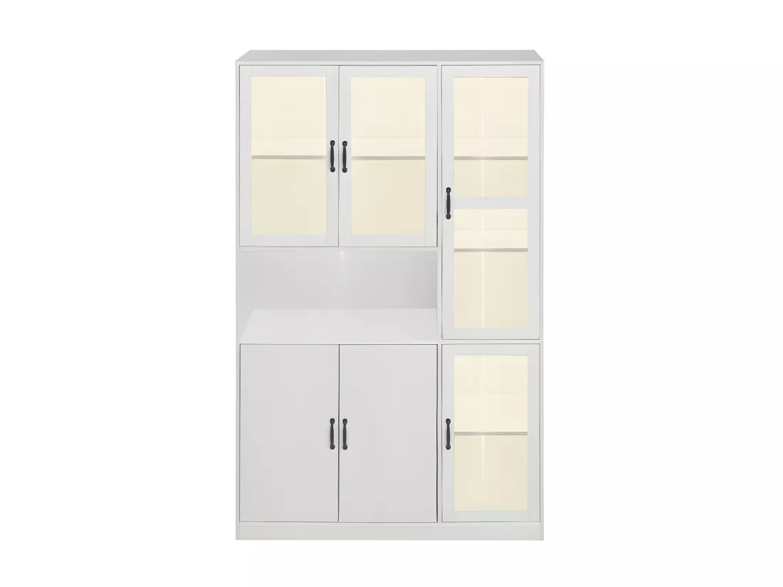 Vitrine avec éclairage LED - étagères avec 6 portes - H 200cm - Blanc