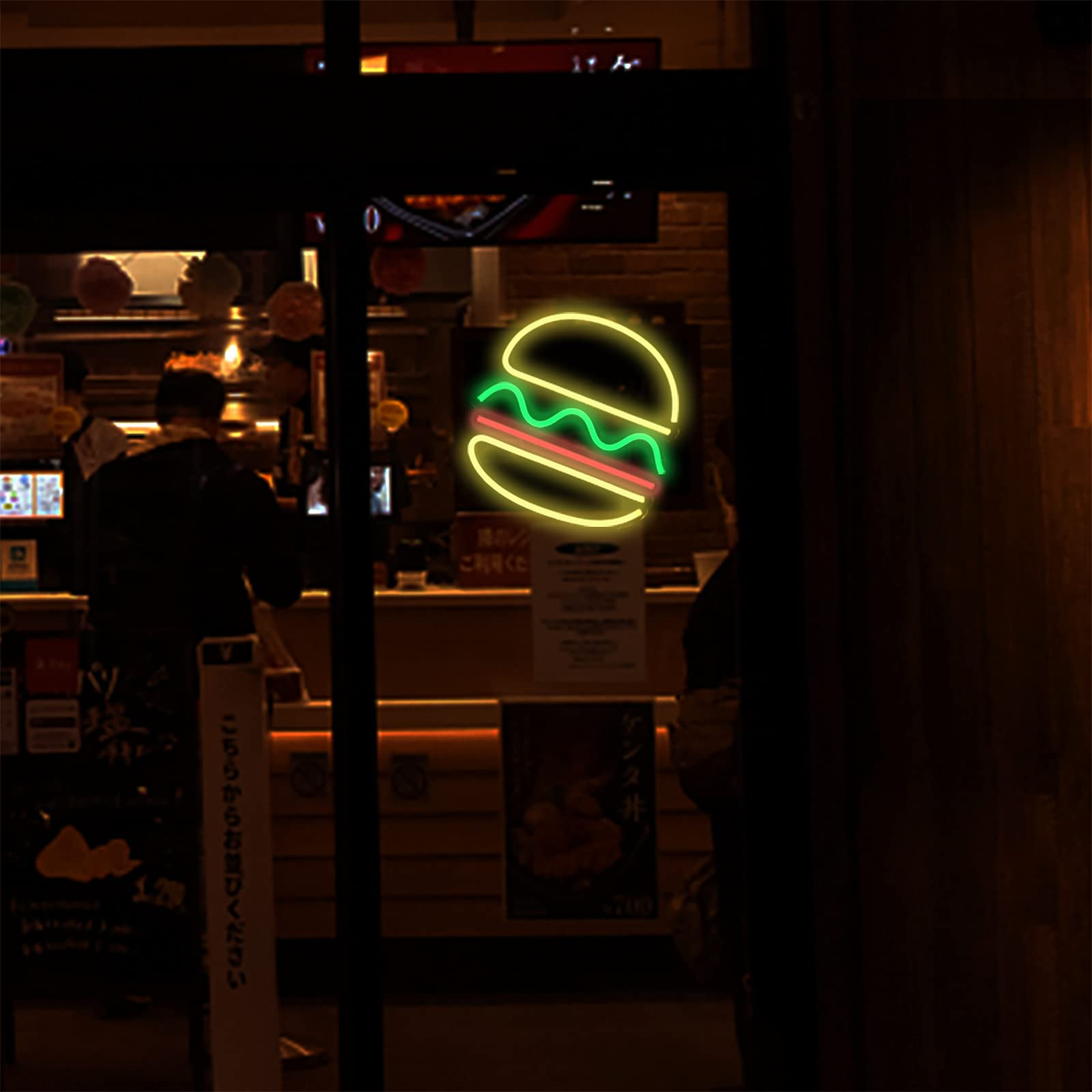 (30x30cm) LED Neon Sign Burger Wand Deko Licht Schild Home / Party Accessoire (USB) - Bunt