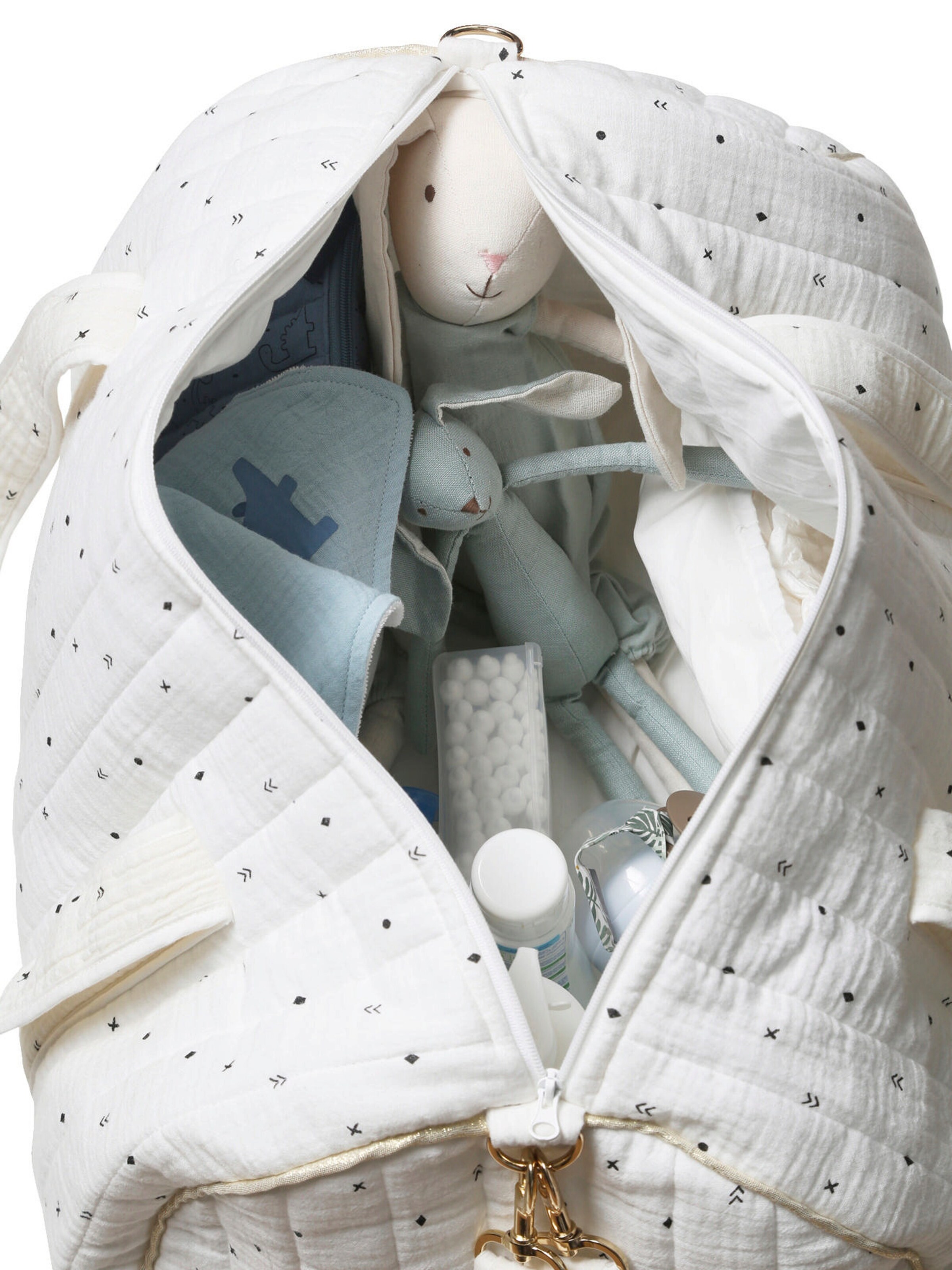 Vertbaudet Wickeltasche BABY ROLL aus Musselin weiß pfeilsymbole
