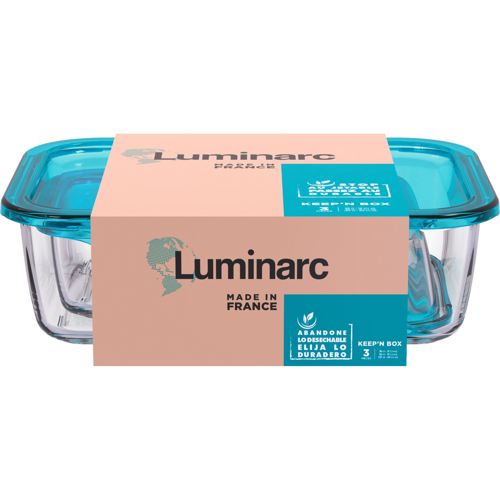 Luminarc Vorratsdosenset Keep hellblau, 3-teilig