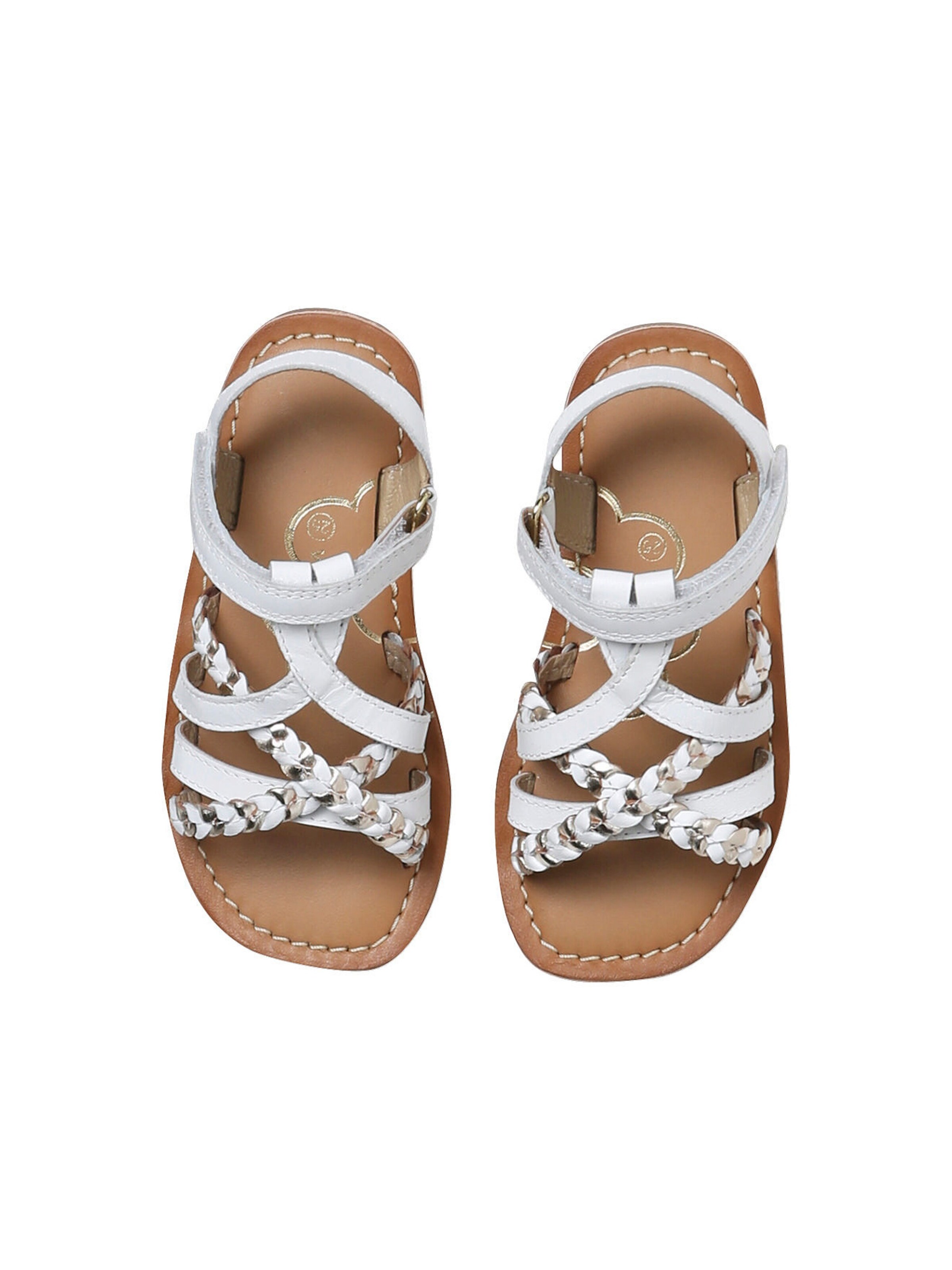 Vertbaudet Kinder Leder-Sandalen mit Anziehtrick weiß