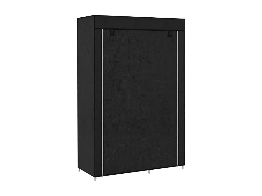 Armoire penderie multi-rangement - 6 étagères, 1 barre - dim. 103L x 43l x 162,5H cm - acier noir non tissé noir