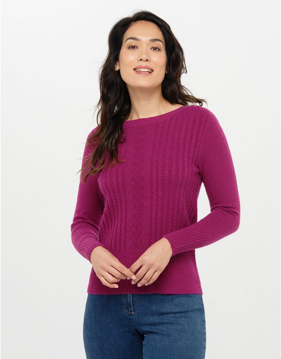 Pull col bateau prune