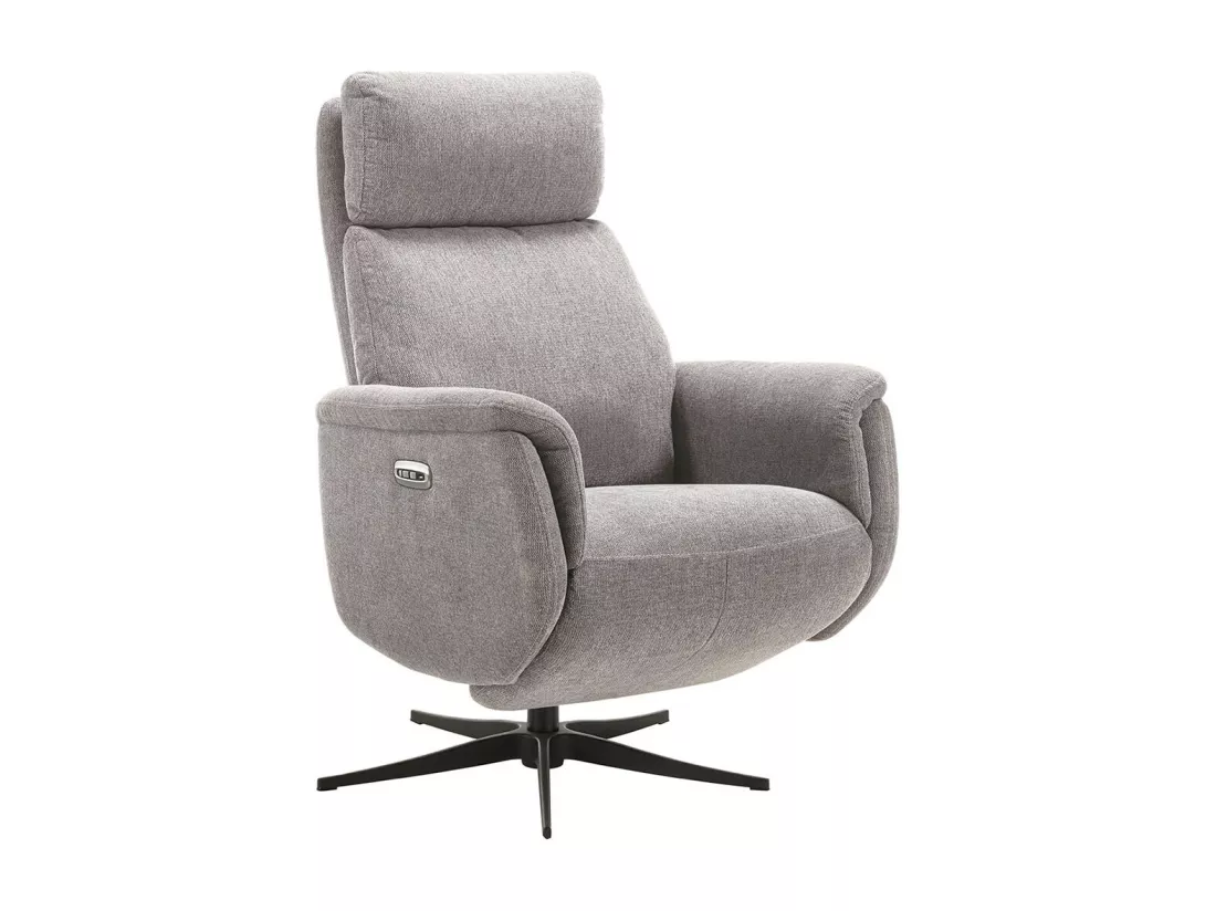 SINTRA - Fauteuil Relax Electrique Tissu Gris Clair Chiné