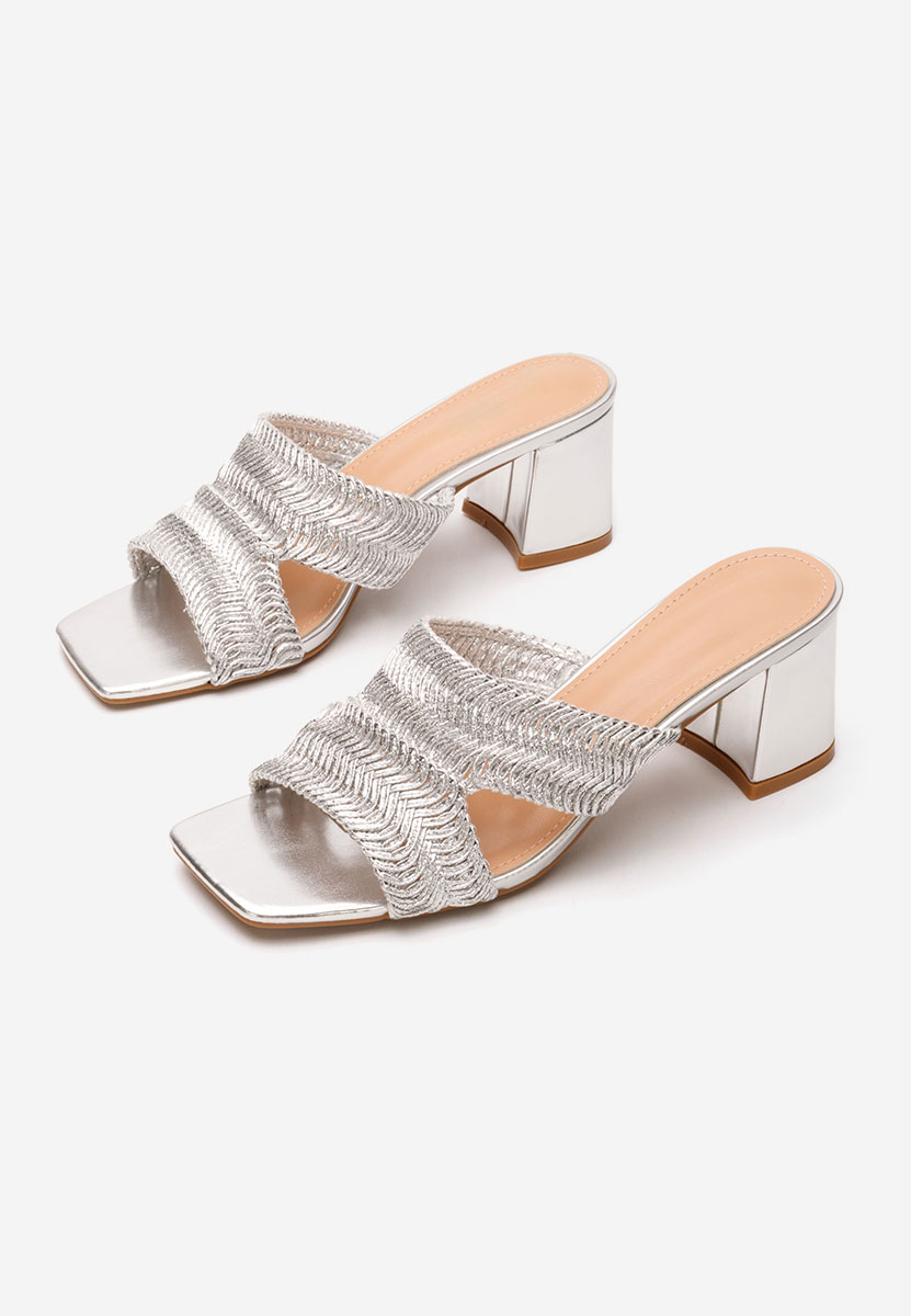 Mules à talon épais argent Nely