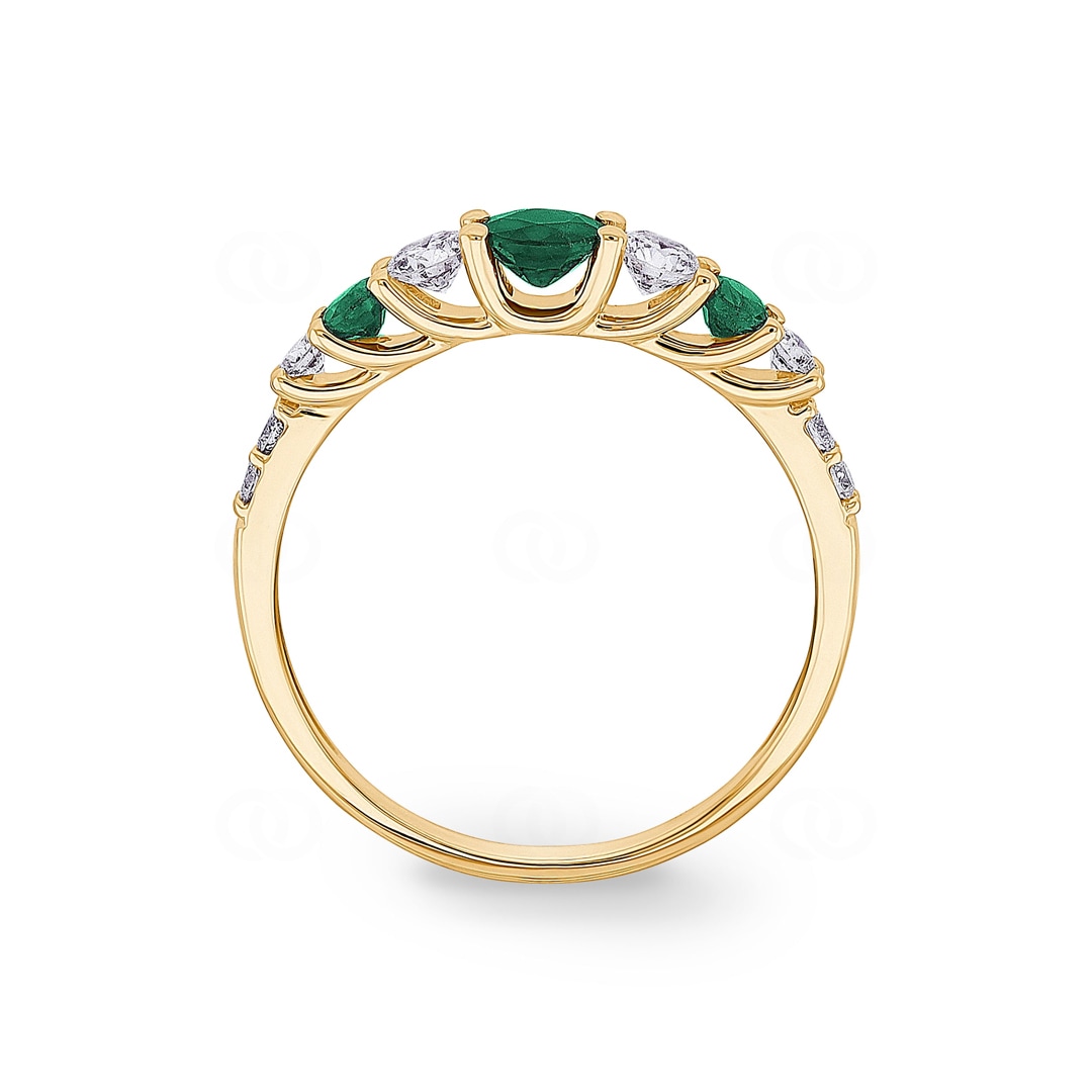 Mémoire Ring 750/18 K Gelbgold mit Smaragden & Diamanten 0.35 ct H/si