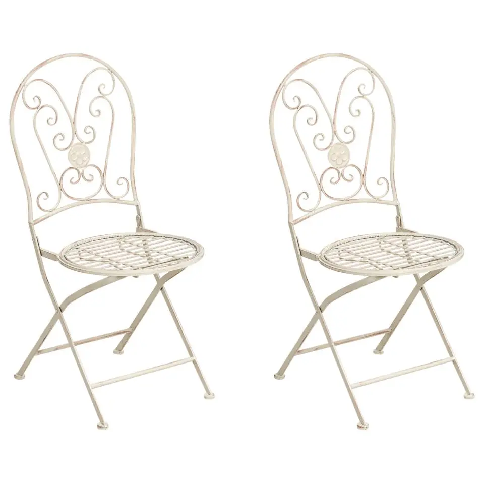 COGGIA - Set van 2 tuinstoelen - Lichtbeige - IJzer