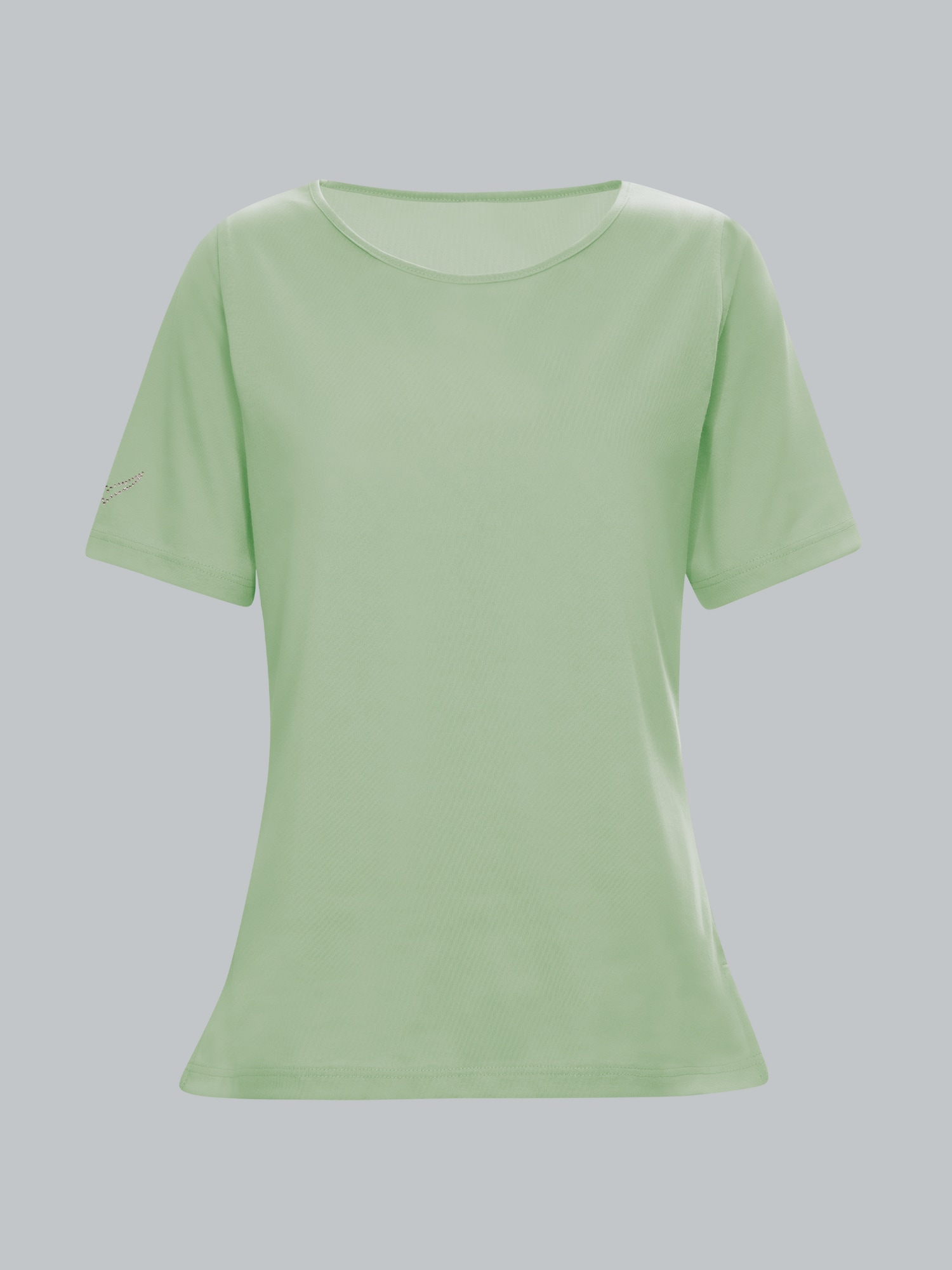 T-Shirt DELUXE Baumwolle mit Kristallsteinen Green tea
