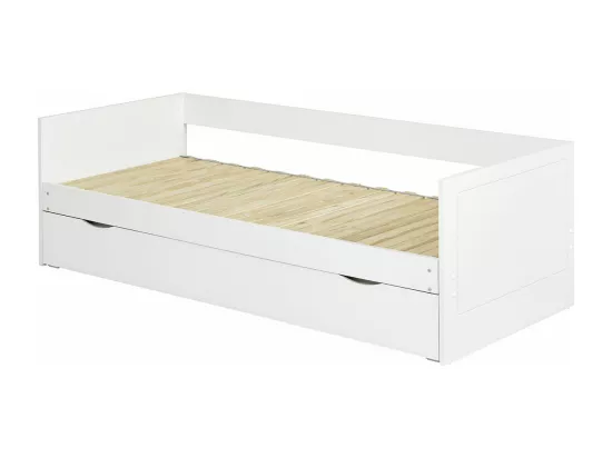 Lit gigogne avec tiroir 80x200 cm panneaux de fibres blanc MOLLY
