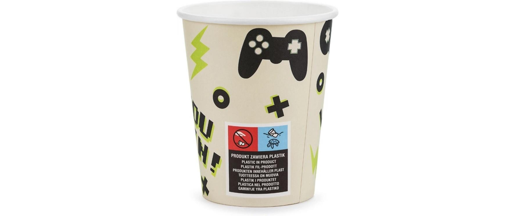 Einwegbecher Game 220 ml, 6 StückPappbecher für Partys