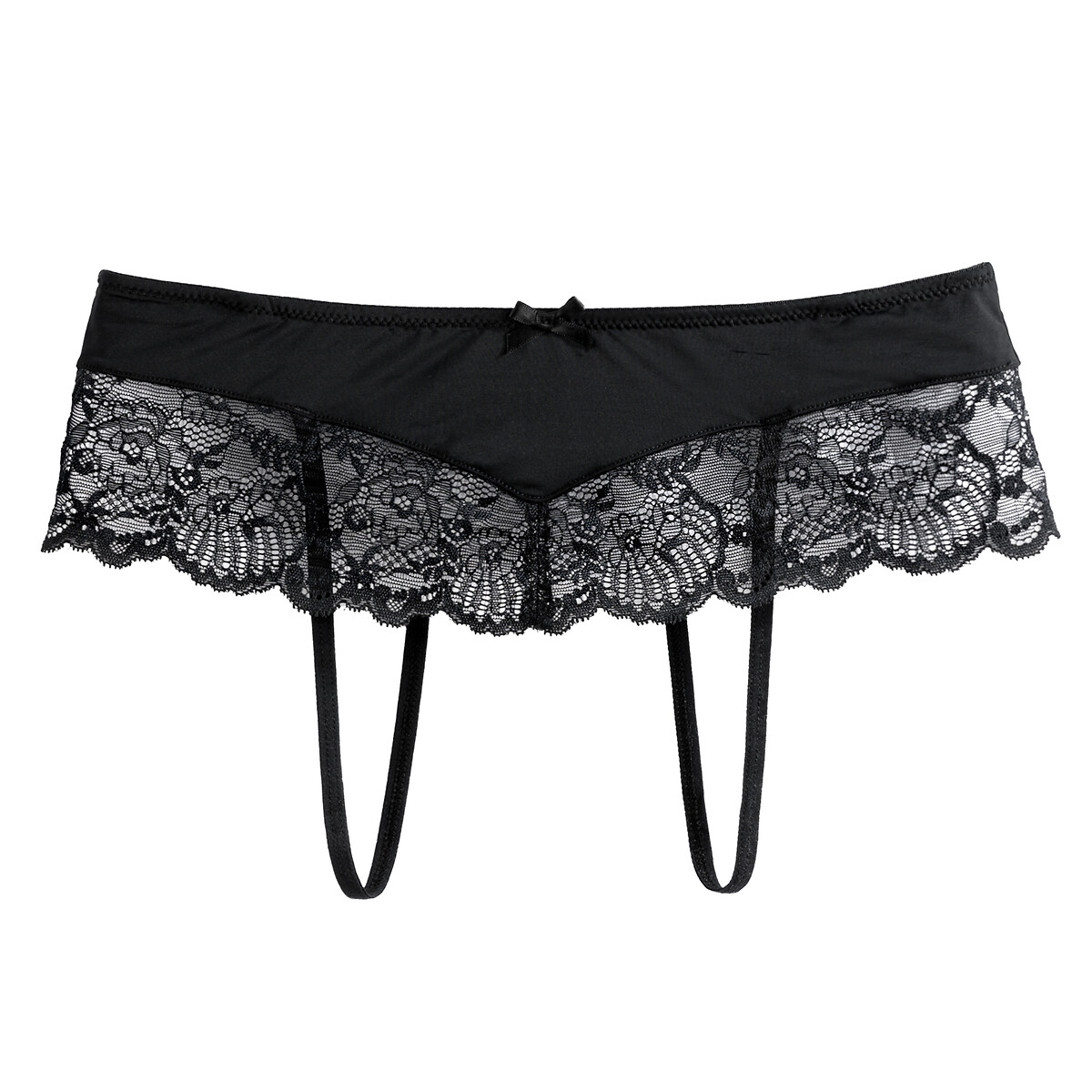 SUÍTE PRIVÉE<br>Calcinha hipster com fenda, microfibra e renda