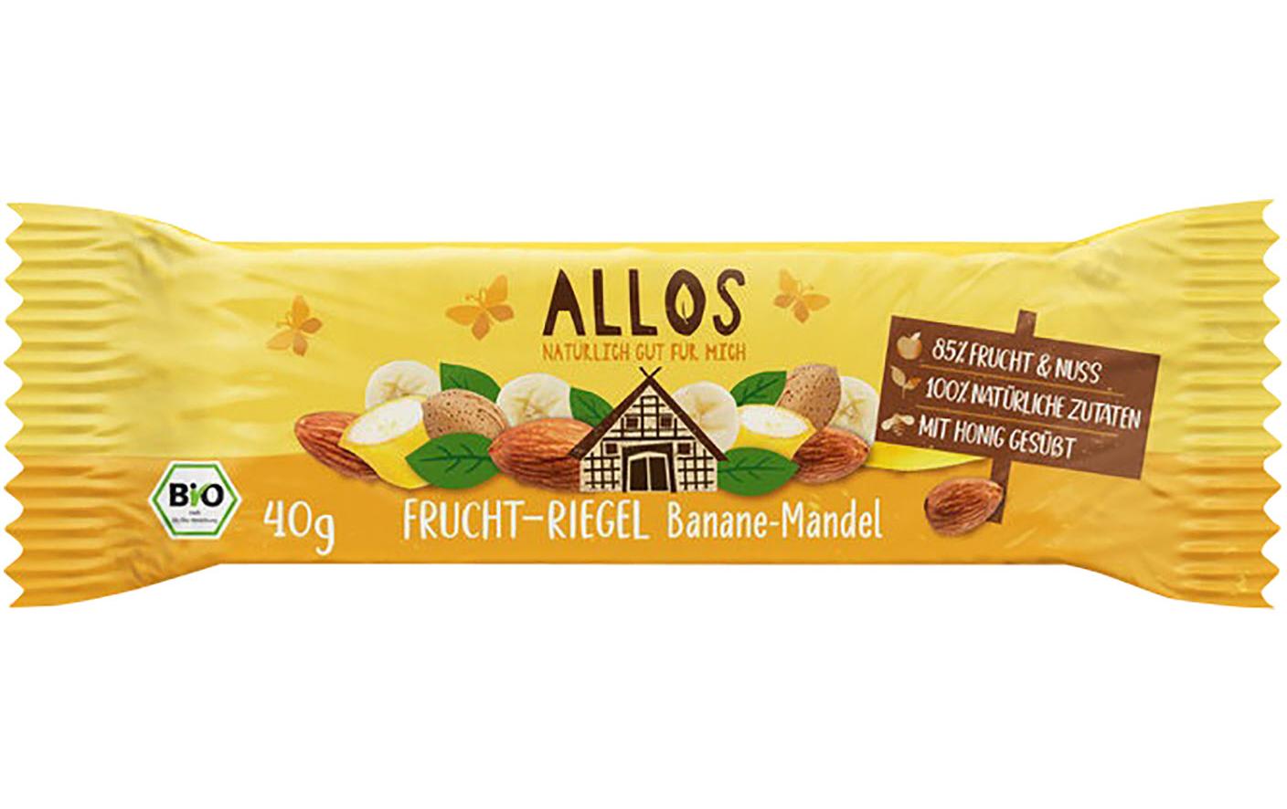 Bio Fruchtschnitte Banane-Mandel 40 gBiologisch zertifizierter Fruchtriegel mit Bananen und Mandeln