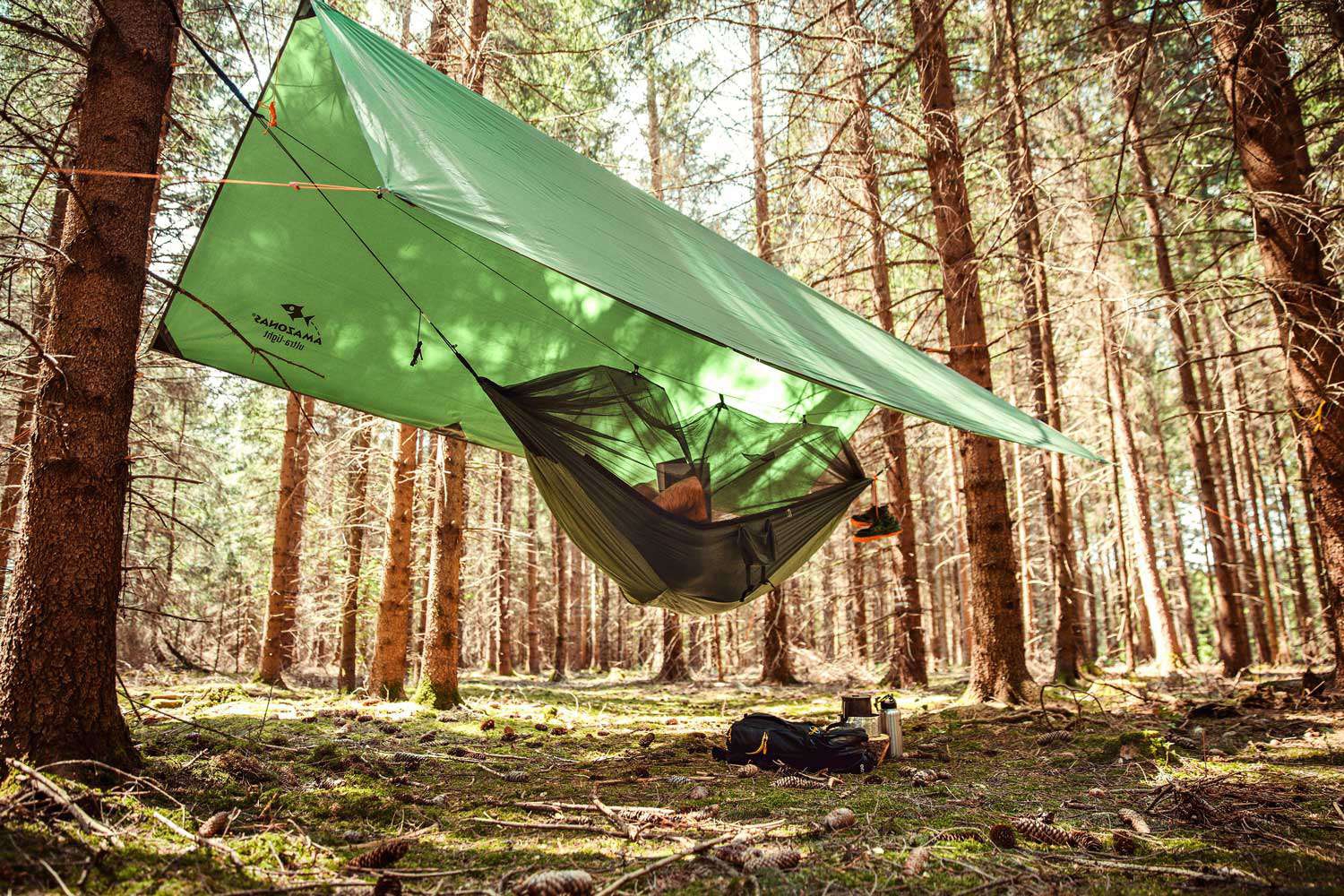 Amazonas Traveller Tarp XXL Regendach Hängematte grün