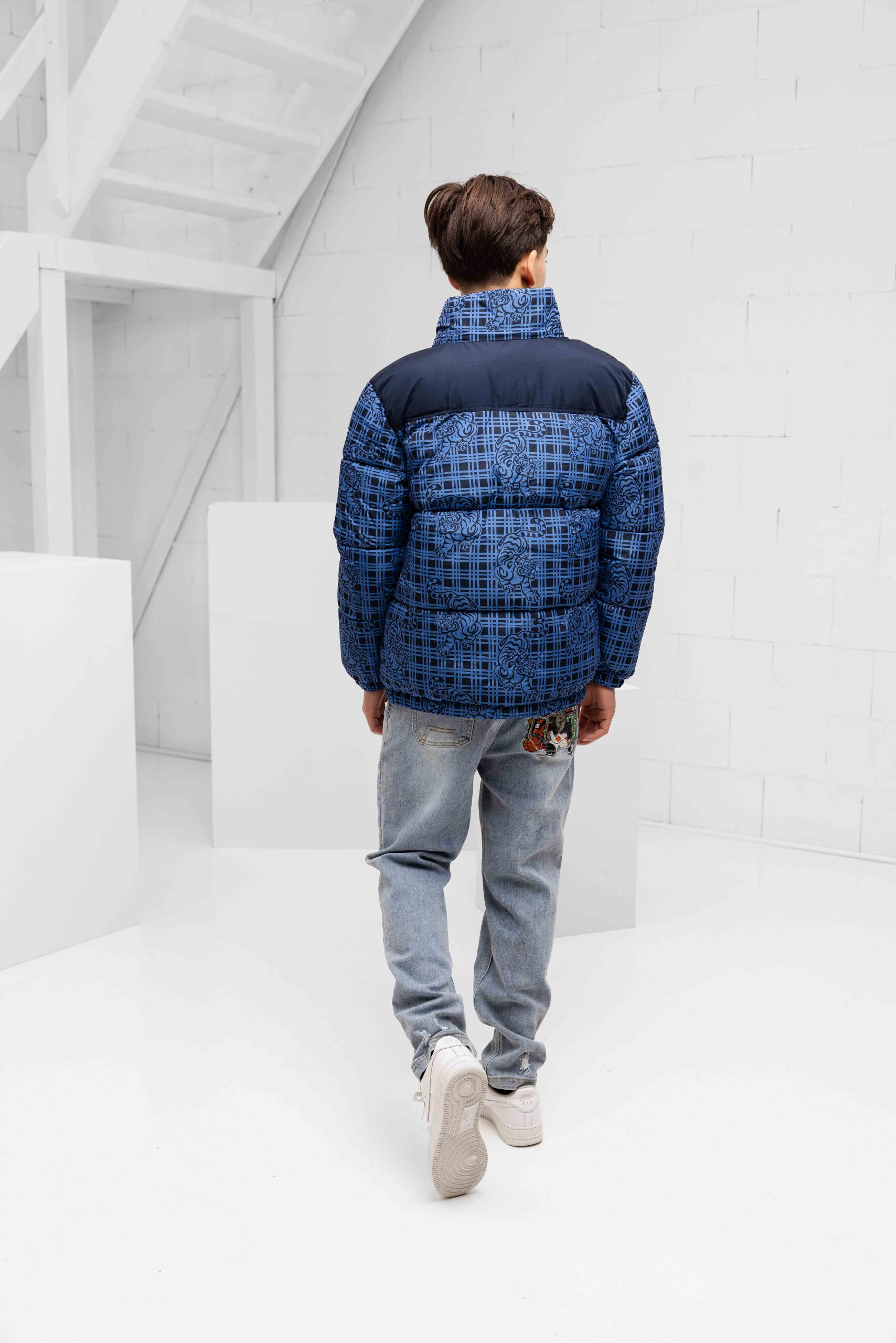 Kenzo Winterjas Kids Blauw/Zwart