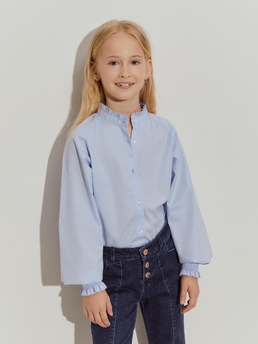 Blusa de algodão com folhos
