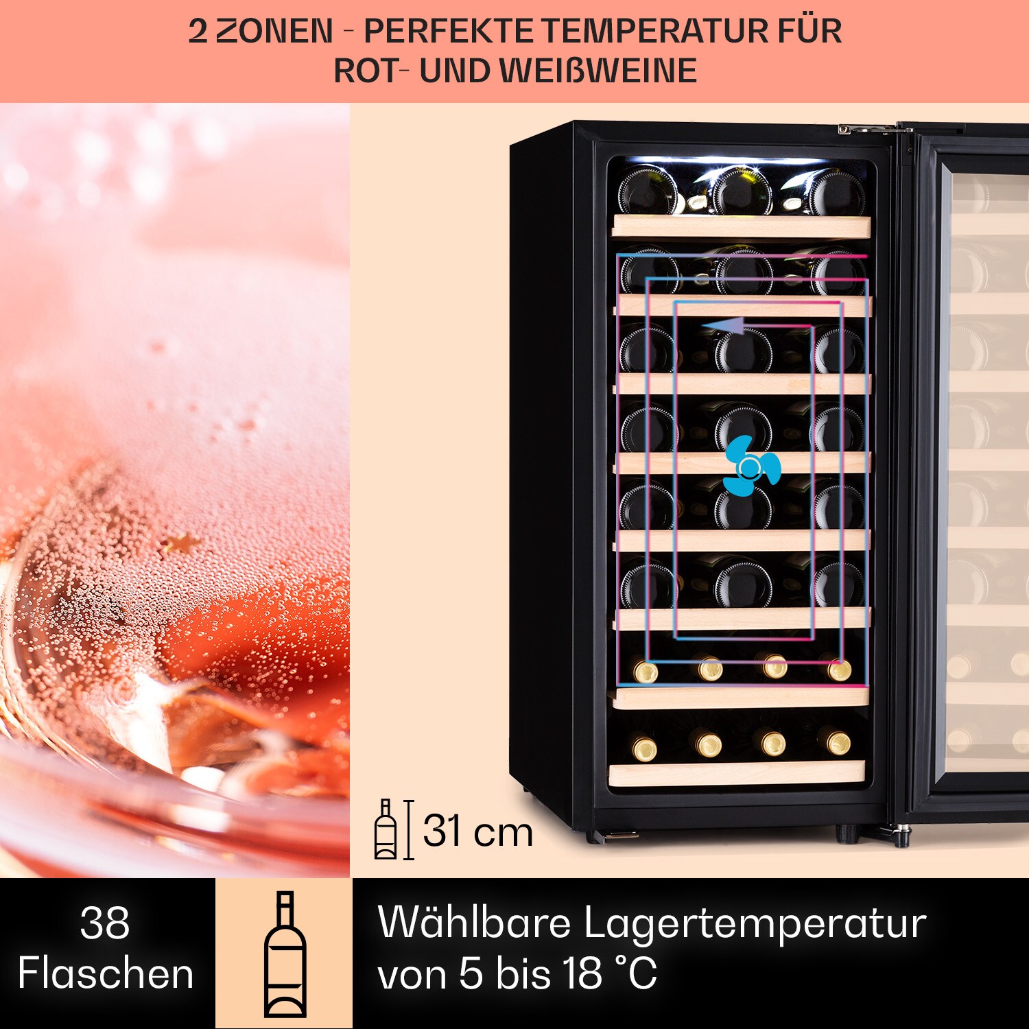 Barossa 38 Uno Weinkühlschrank 1 Zone 94 Ltr 38 Fl Touch-Display