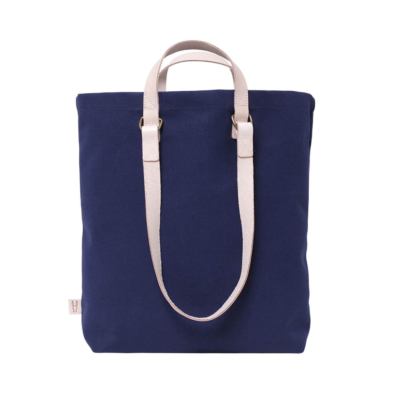 Shopper Sam Navy, Leder Natur