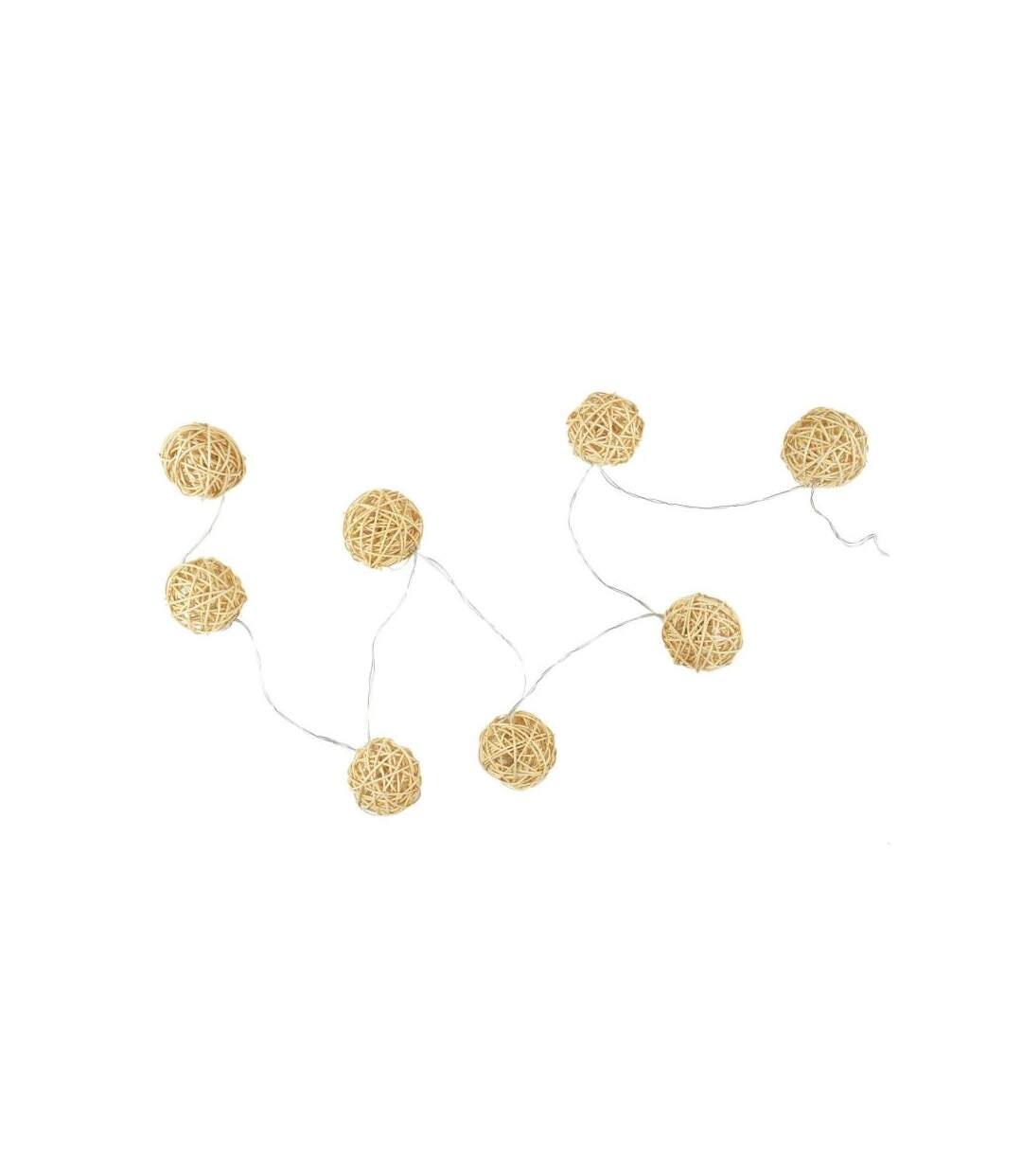 Paris Prix - Guirlande Lumineuse 8 Led boule Rotin 156cm Naturel