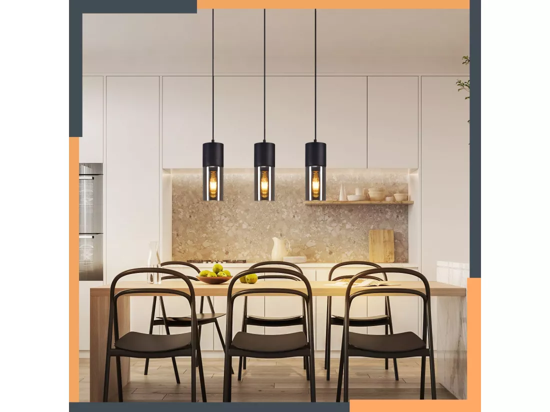 NETTLIFE Suspension table à manger suspension E27 - suspension 3 ampoules orientable LED moderne