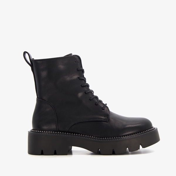 Blue Box dames veterboots met grove zool zwart