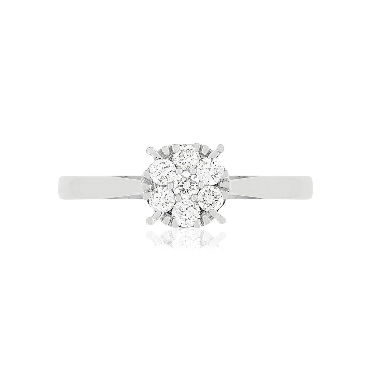 Bague or blanc 750 diamants synthétiques total 0.20 carat