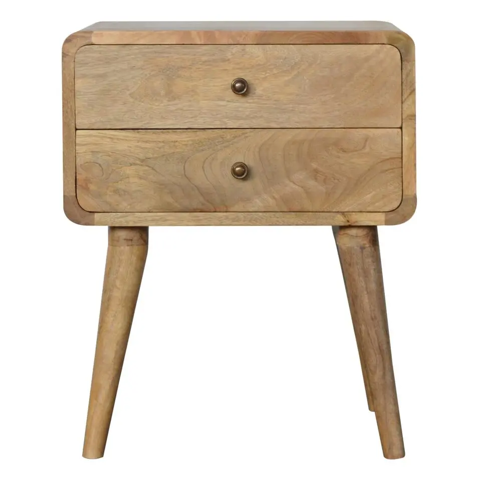 Artisan Furniture Massief Houten Gebogen Eiken Nachtkastje