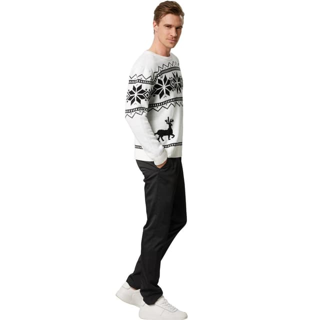 Julesweater Winterland hvid-sort