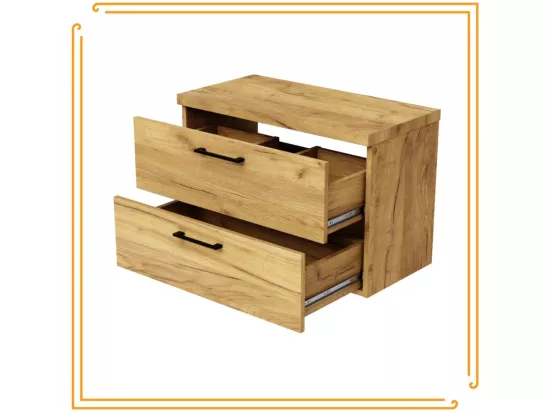 Armoire Suspendue pour Salle de Bain 80 cm sous le Lavabo à Poser Commode Chêne Craft