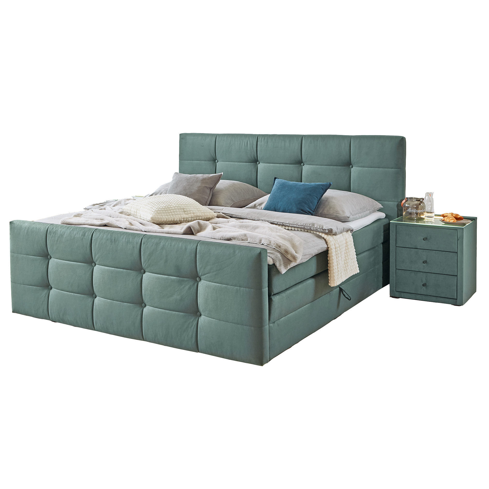 Boxspringbett - minze - 180x200 cm - inklusive Topper