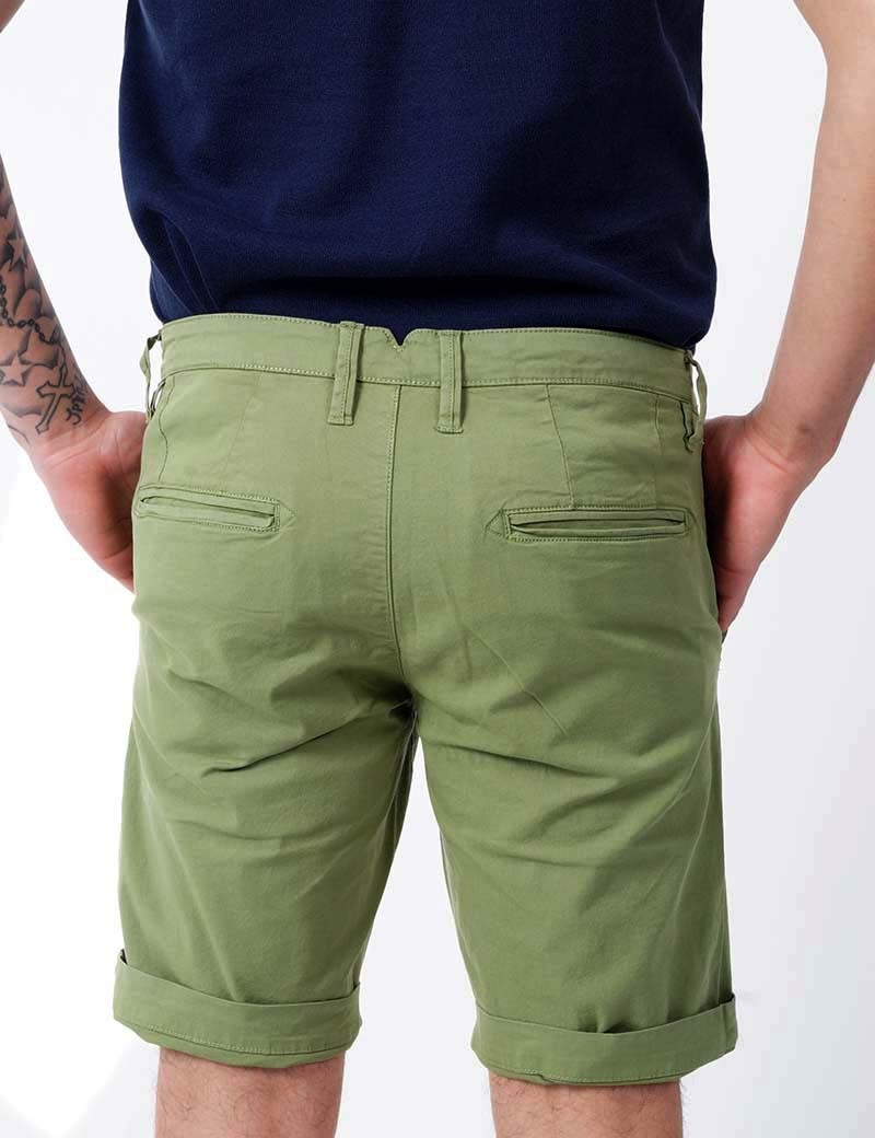RECYCLED ART WORLD SHORT CHINO STRETCH GREEN CACTUS