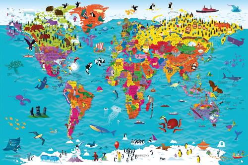 Collins Children World Wall Map: An Illustrated Poster for Your Wall (Sheet map, rolled)