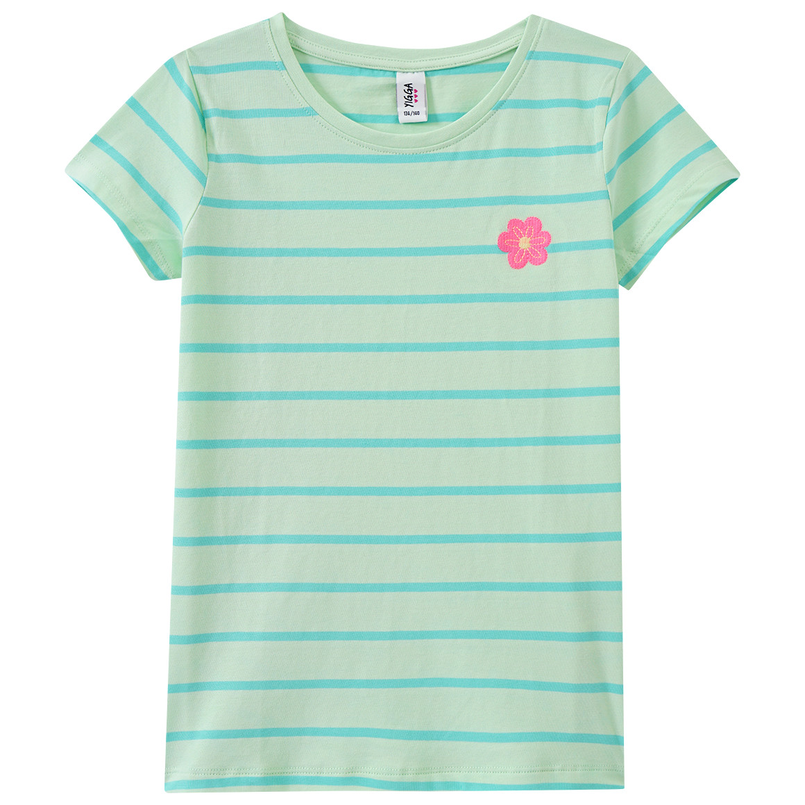 Yigga Mädchen T-Shirt mit Streifen hellgrün / grün