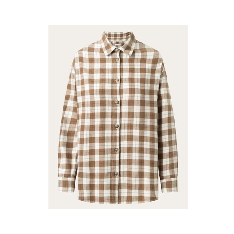 KnowledgeCotton Apparel Flannel Boyfriend Fit Checked Shirt Beige Check