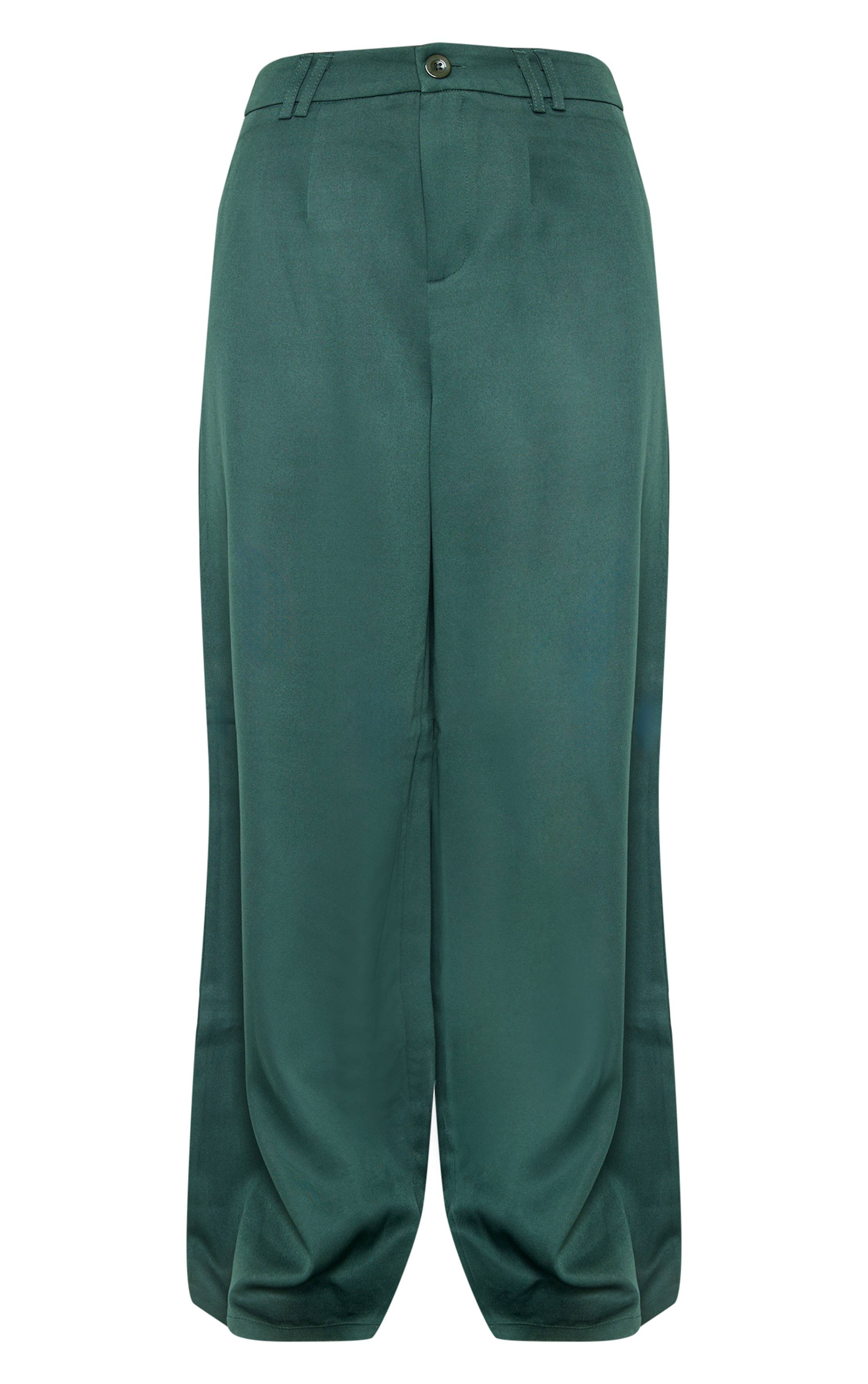 Vert Foncé Pantalon De Costume Tissé À Double Passant De Ceinture