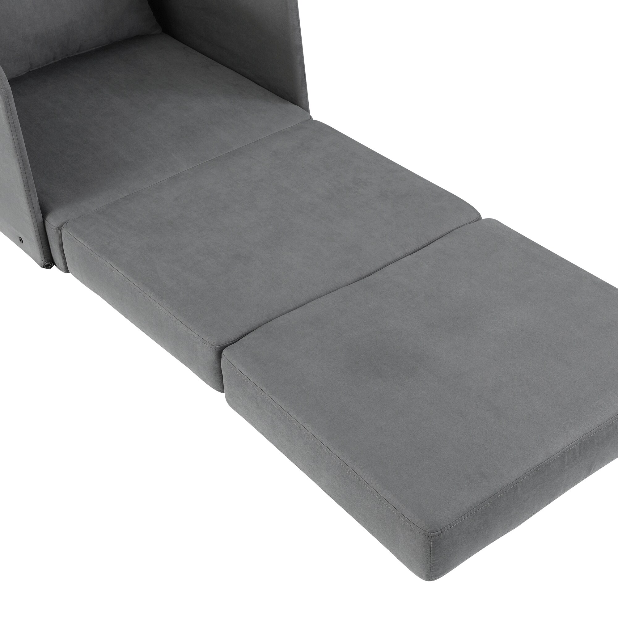 HOMCOM Klappbarer Schlafsessel mit 2 Seitentaschen grau 70 x 74 x 78 cm (BxTxH)