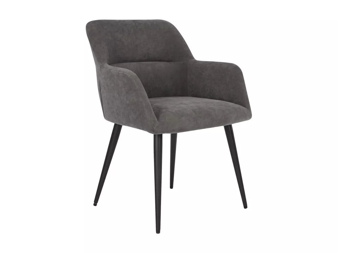 Lot de 6 chaises avec accoudoirs en tissu et métal noir - Gris - HEKA