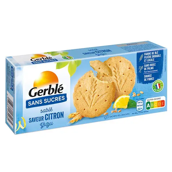 Biscoitos amanteigados sem açúcar Gerblé sabor limão e yuzu 132g