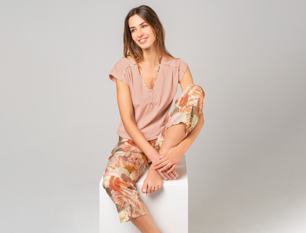 Pyjama court femme-Paradis tropical
