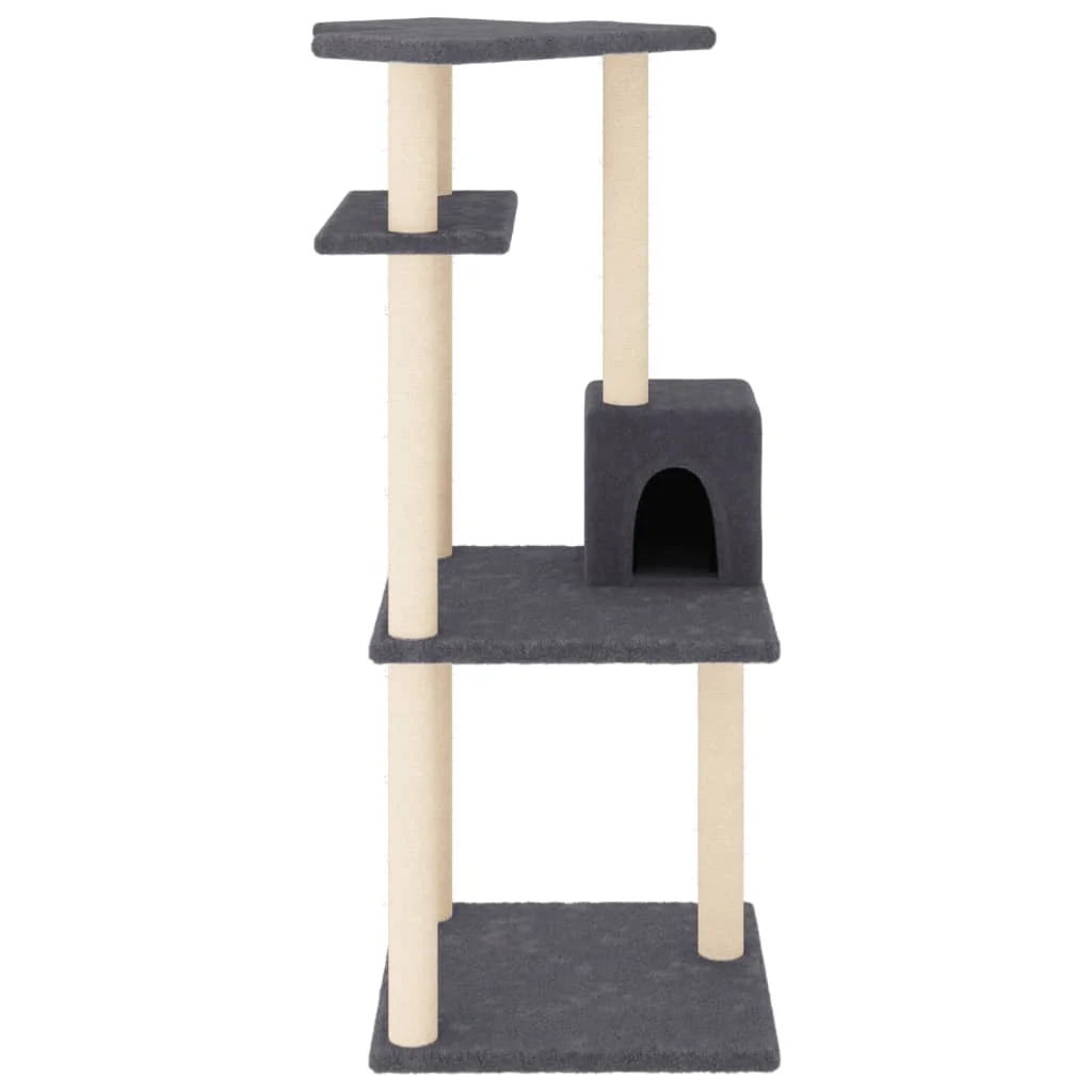 Arranhador para gatos vidaXL com hastes de sisal cinza escuro, 123 cm