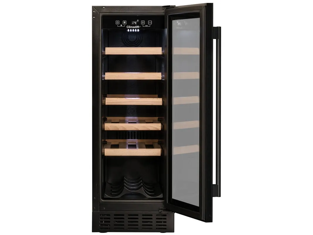 Climadiff CBU20S2B, Vin køleboks, Fritstående, 20 flaske(r), 58 W, F, Sort