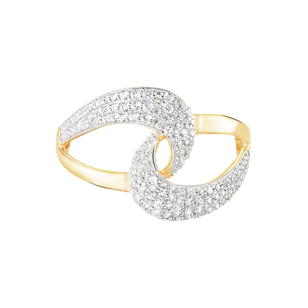 Bague Boucle D'or Or Jaune Oxyde De Zirconium