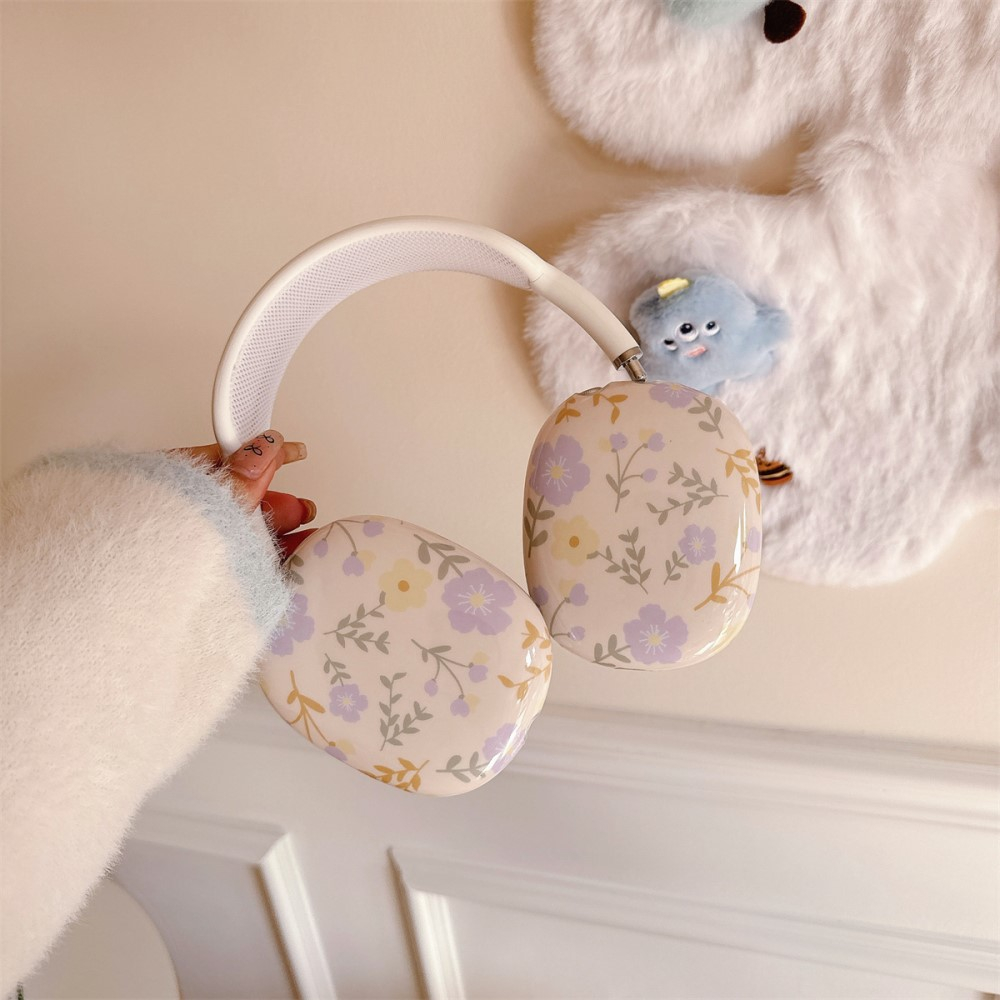 AirPods Max Gummi Hülle Schutz Abdeckung - Lila (Blumen)