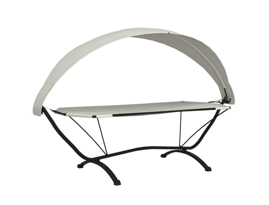 VIDAXL - Hamac avec support Hamac avec auvent crème acier et tissu oxford