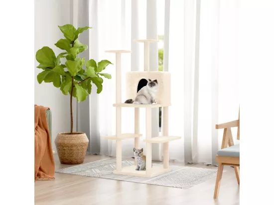 Arbre à chat avec griffoirs en sisal Crème 144,5 cm