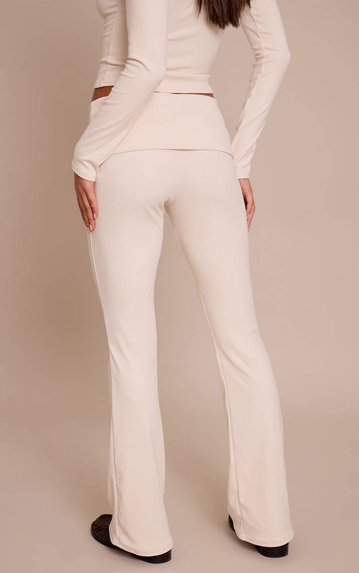 Crème Pantalon Évasé À Taille Repliable Toucher Doux