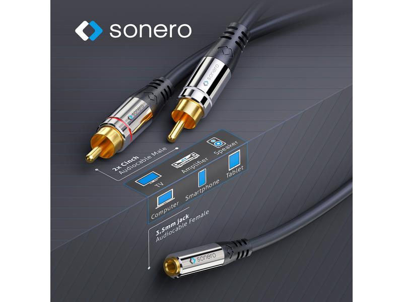 sonero Audio-Kabel Cinch - 3.5 mm Klinke 0.25 m sonero 2x Cinch auf 3,5mm Audio Adapter Kabel 0,25m