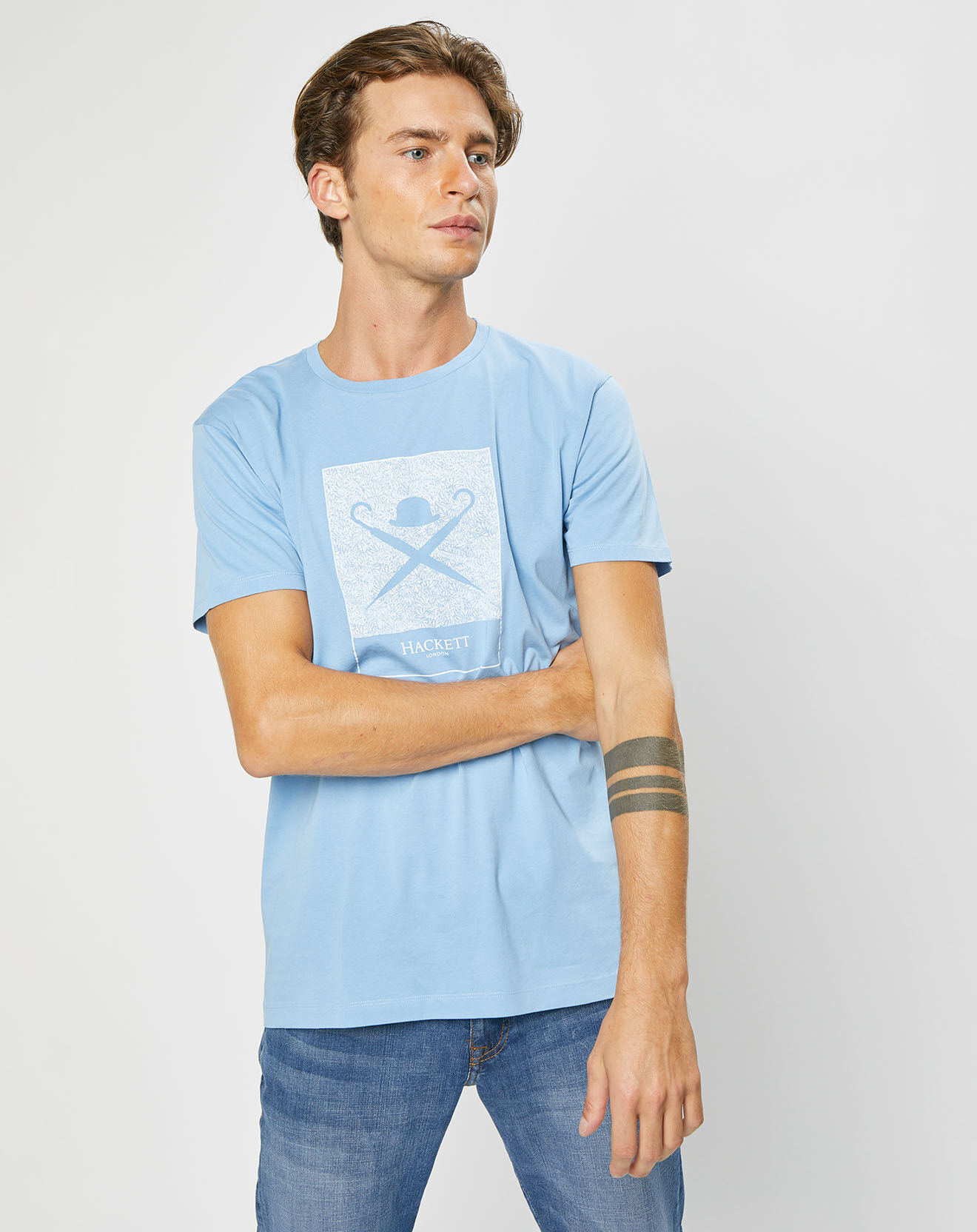 Hackett London T-Shirt Print Body bleu ciel