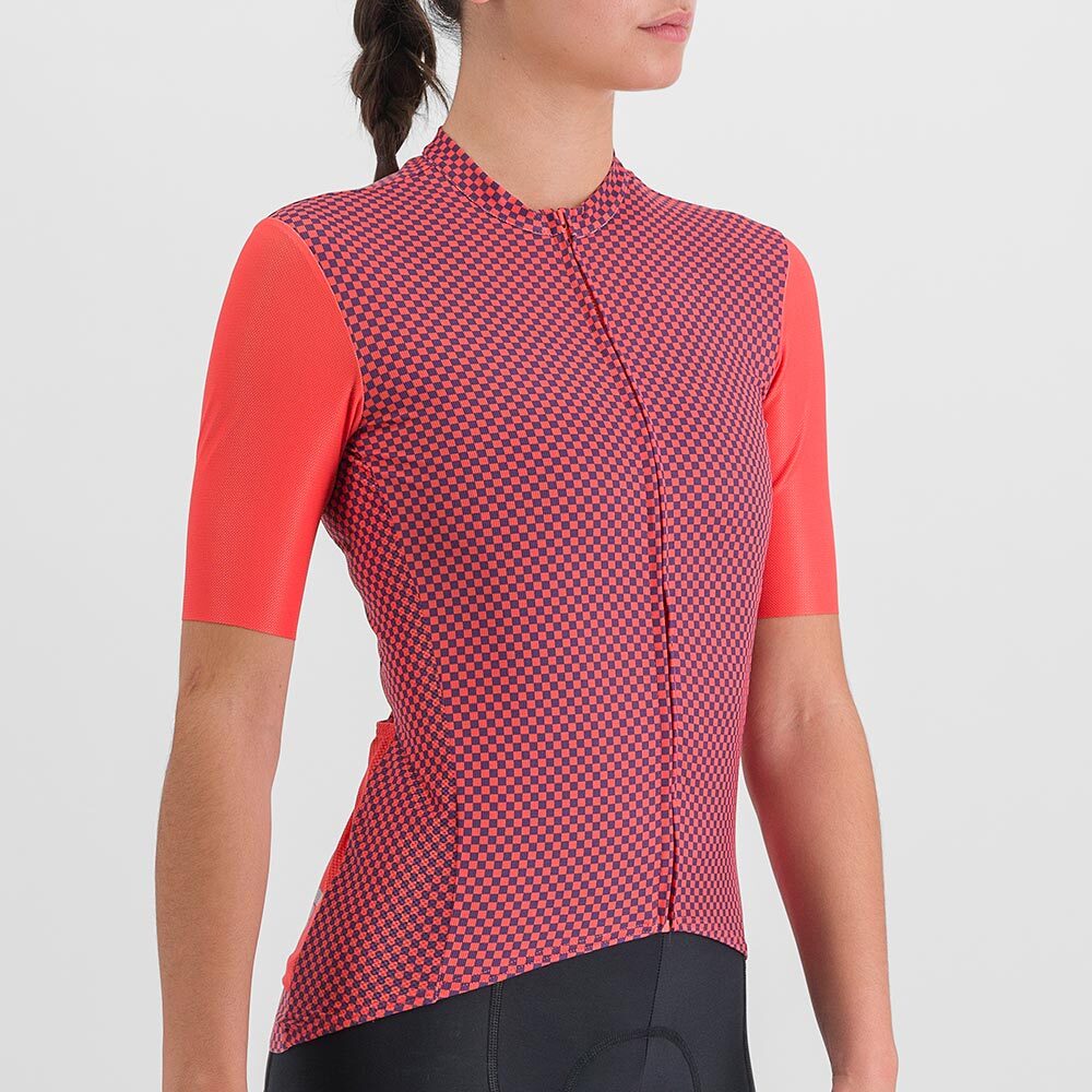 Sportful Checkmate Fietsshirt Korte Mouwen Roze/Paars Dames