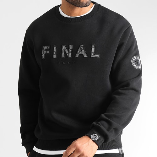 Sweat Crewneck Broderie Damier 1124 Noir